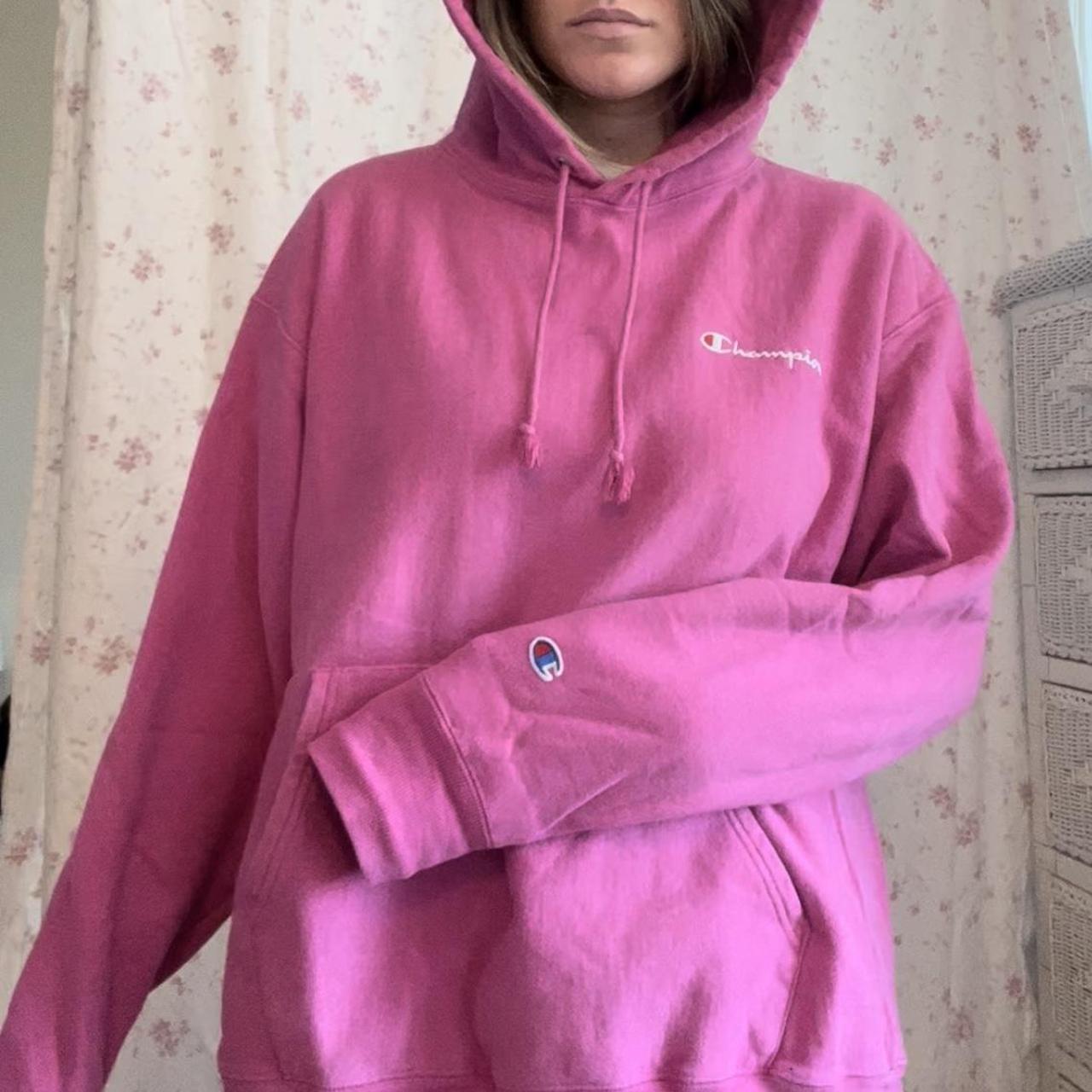 Neon pink champion hoodie sale