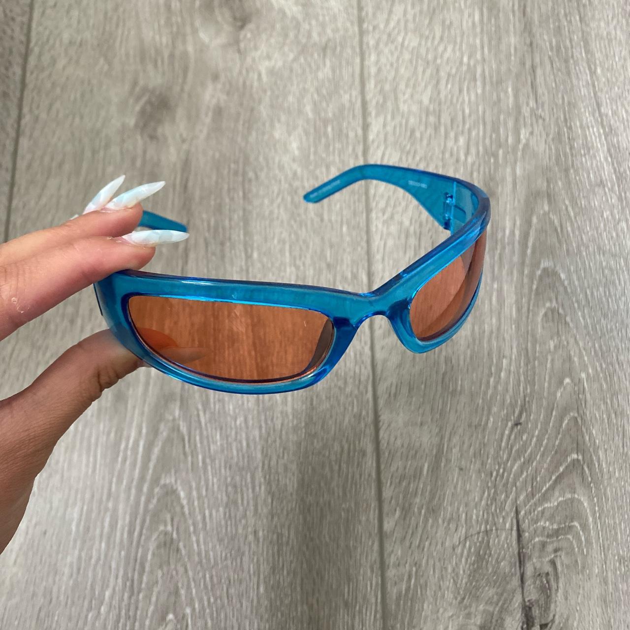 Urban Outfitters Men's Orange and Blue Sunglasses Depop