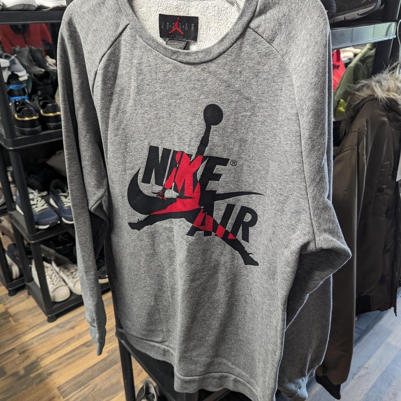 Jordan Men's Black and Grey Sweatshirt Depop