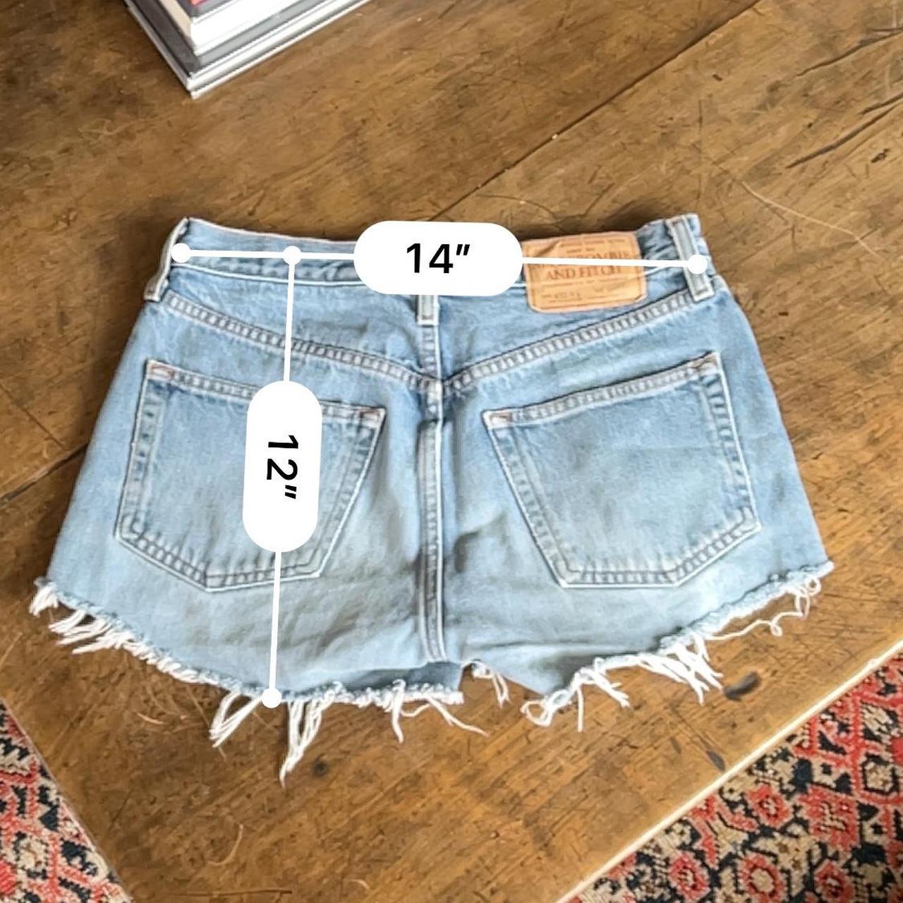 Abercrombie & Fitch Women's Blue and Red Shorts | Depop