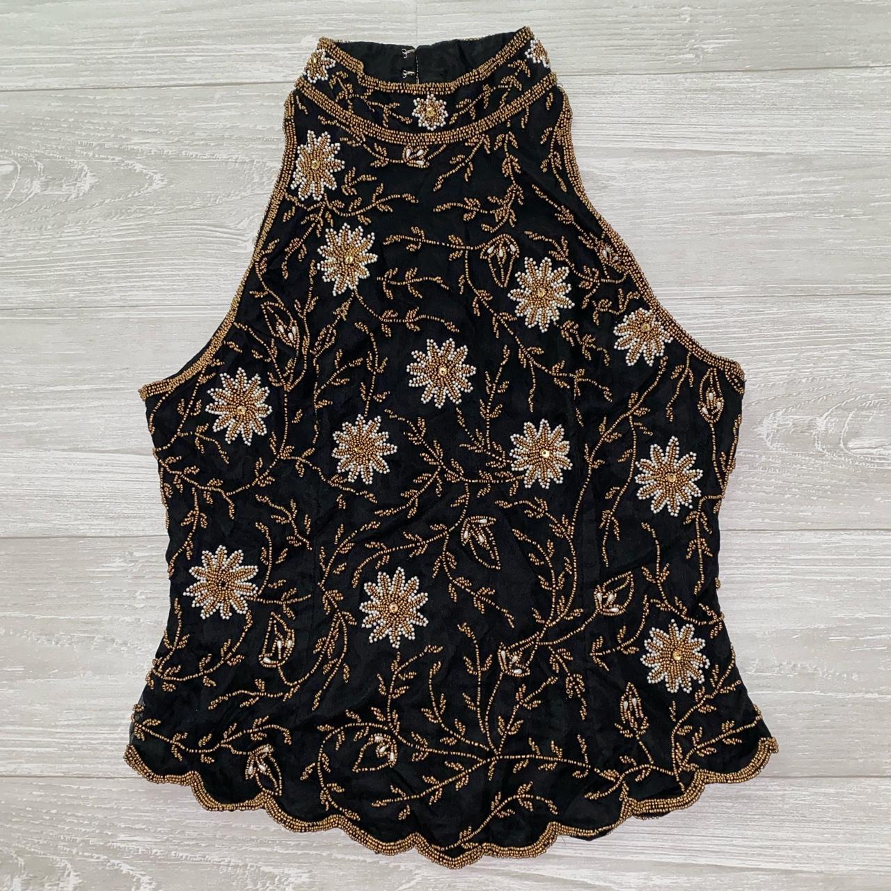 Women's Black and Gold Vest Depop