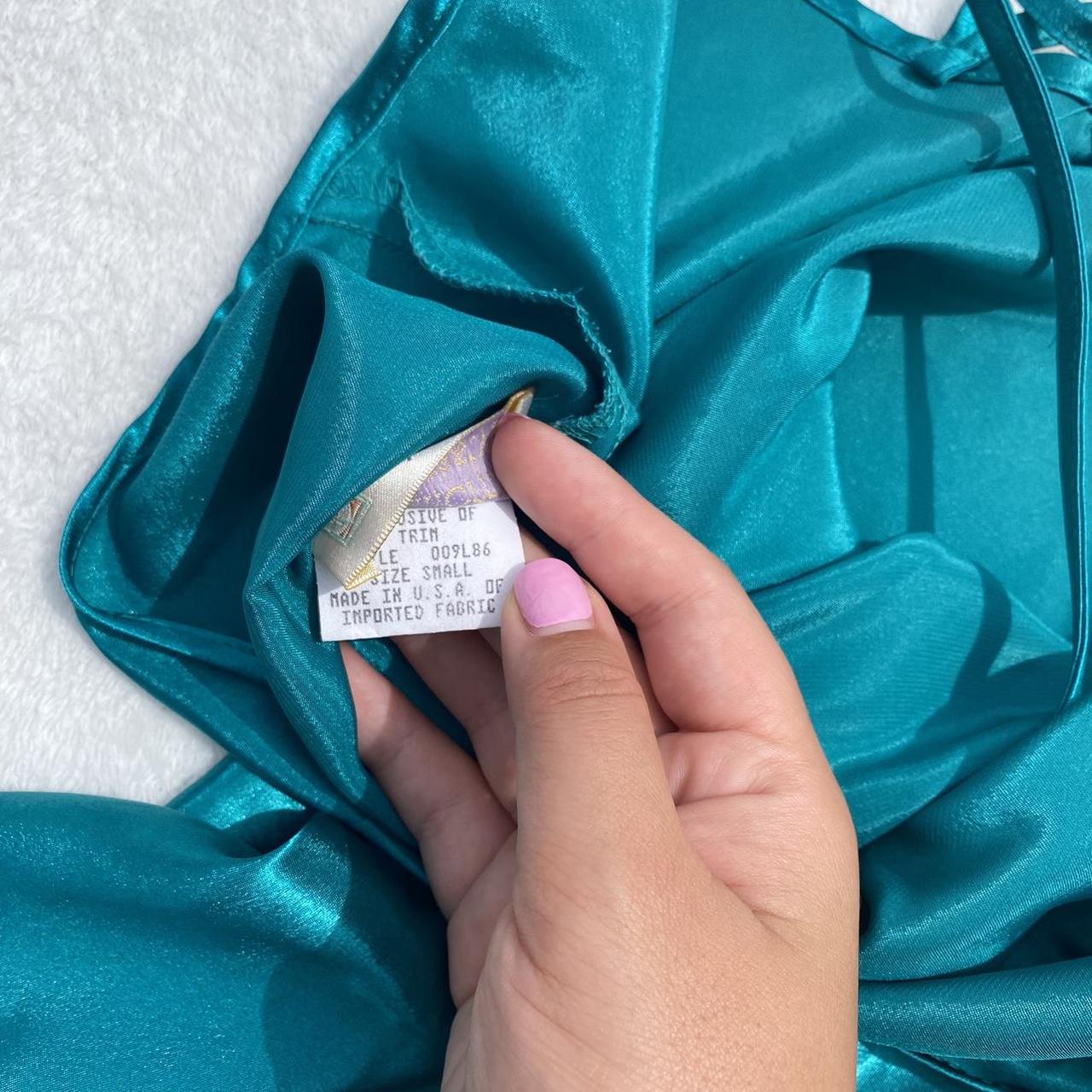 Vintage teal slip dress Super cute details Size... Depop