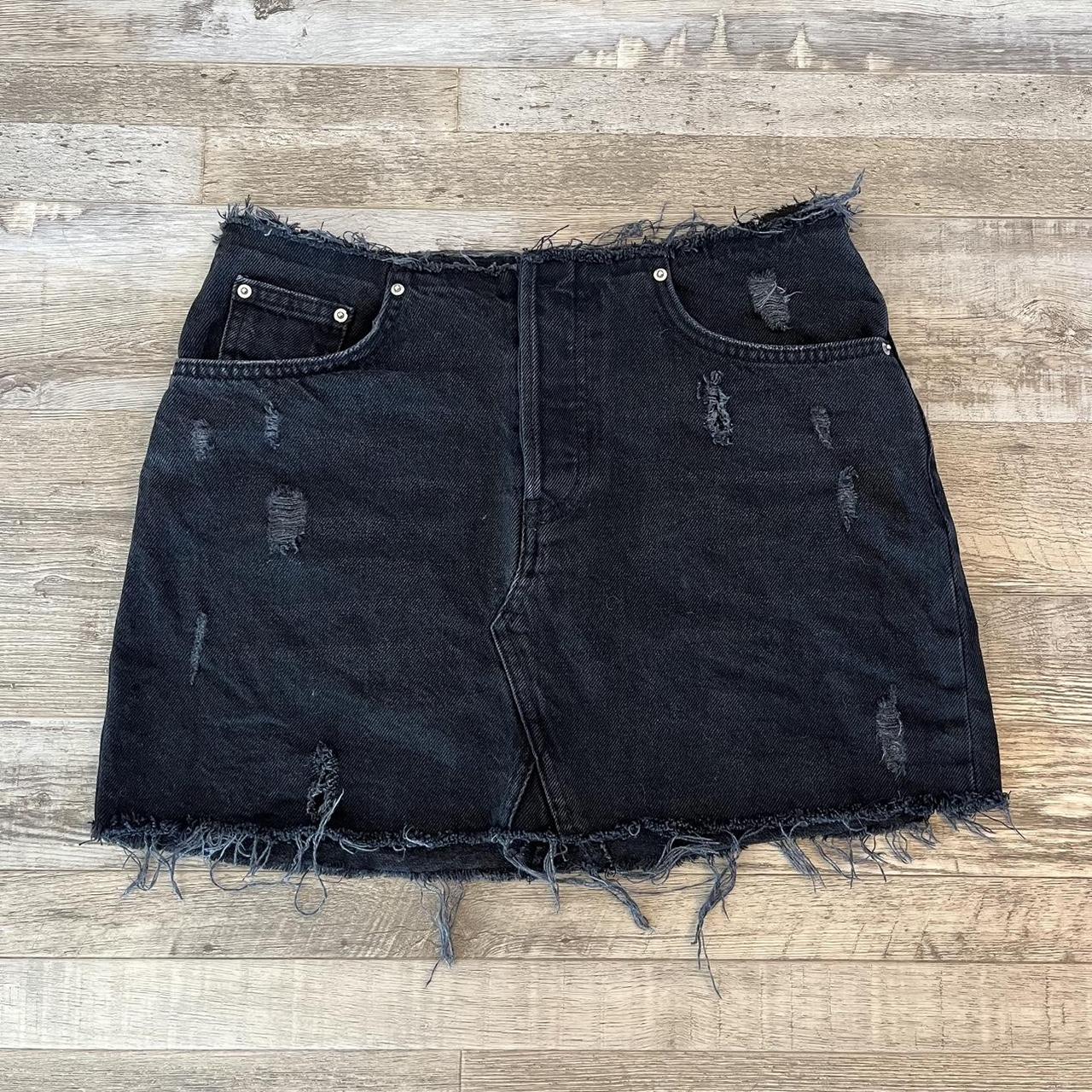 Black Distressed Denim Mini Skirt BDG Size. Depop