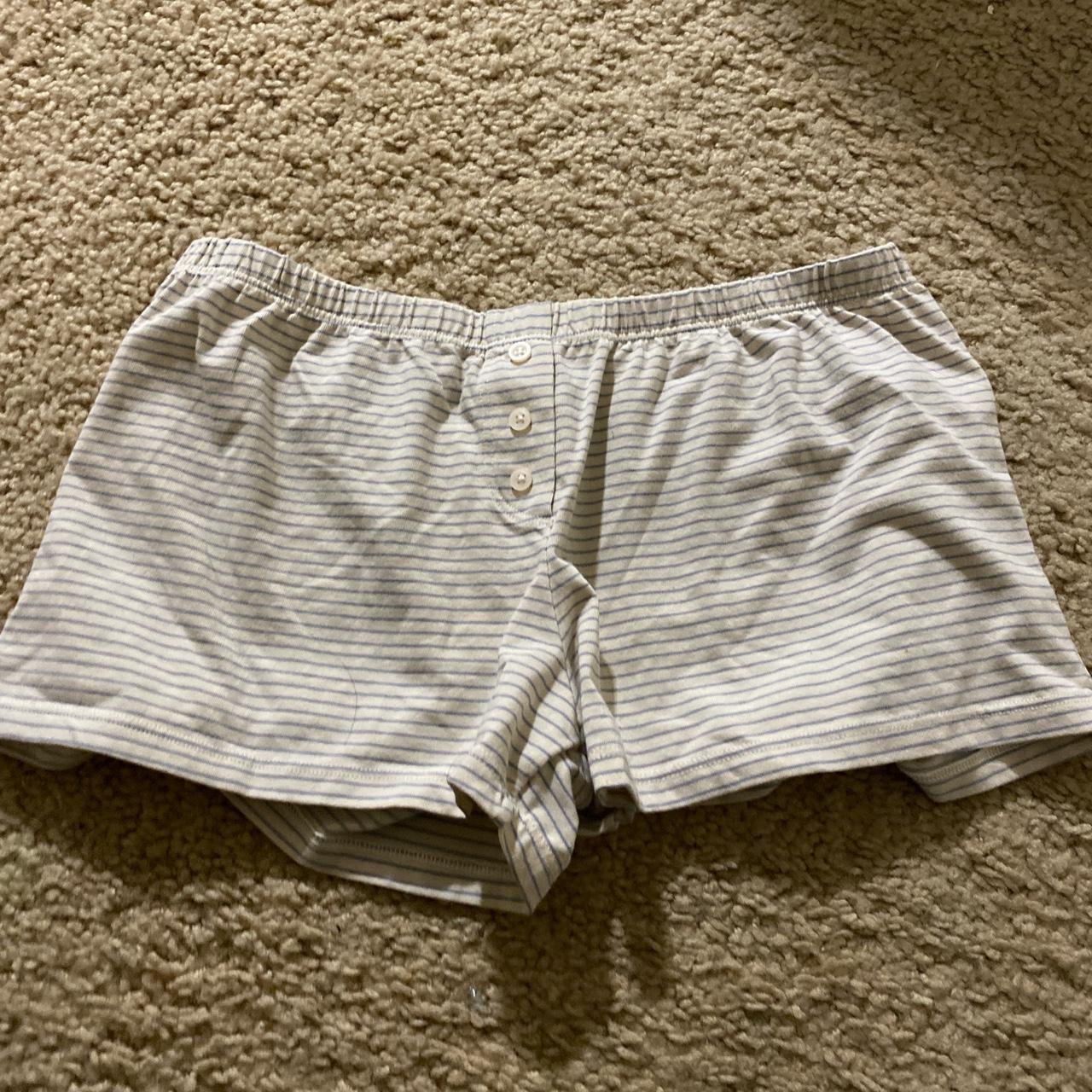 Brandy Melville striped eyelet boy shorts underwear - Depop