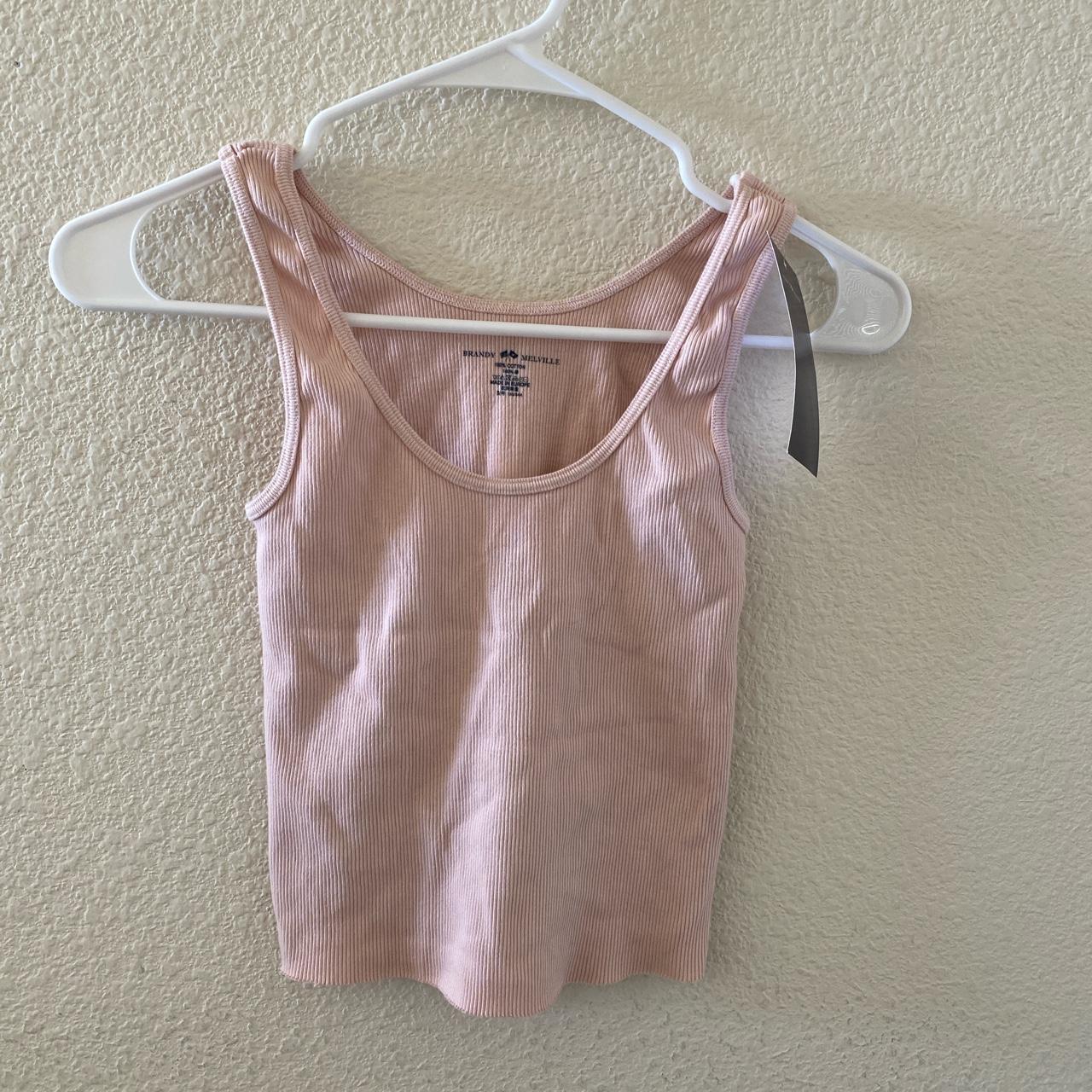 Sweetest lil Brandy Melville tank top 🍓🍄 pink and - Depop