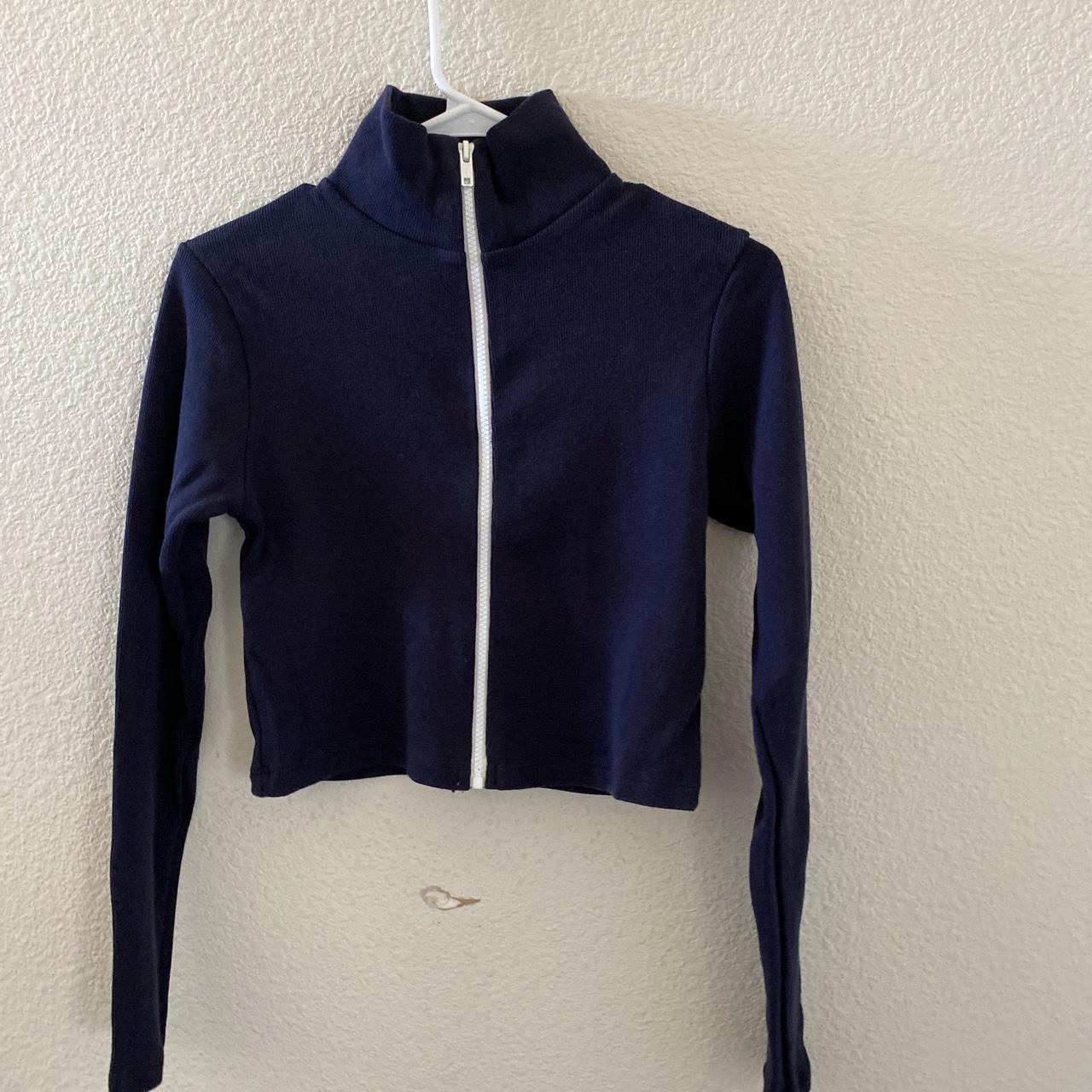 Brandy melville Quincy zip up navy top Depop