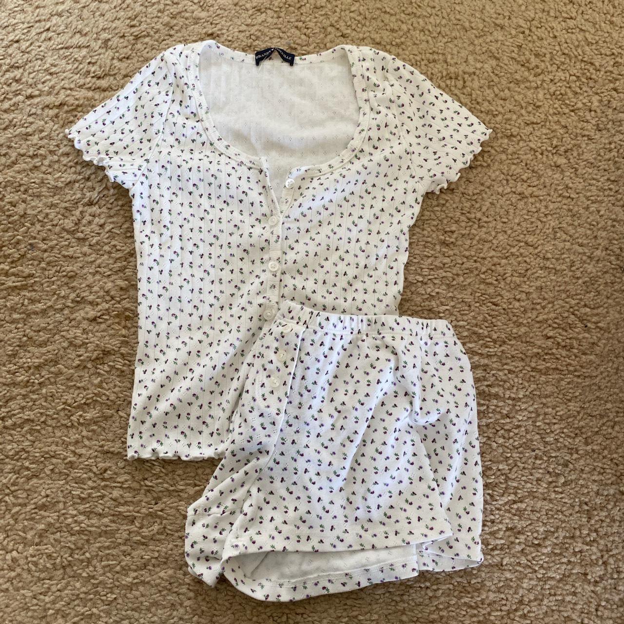 Brandy melville Zelly floral ruffle top/Kiera shorts... Depop