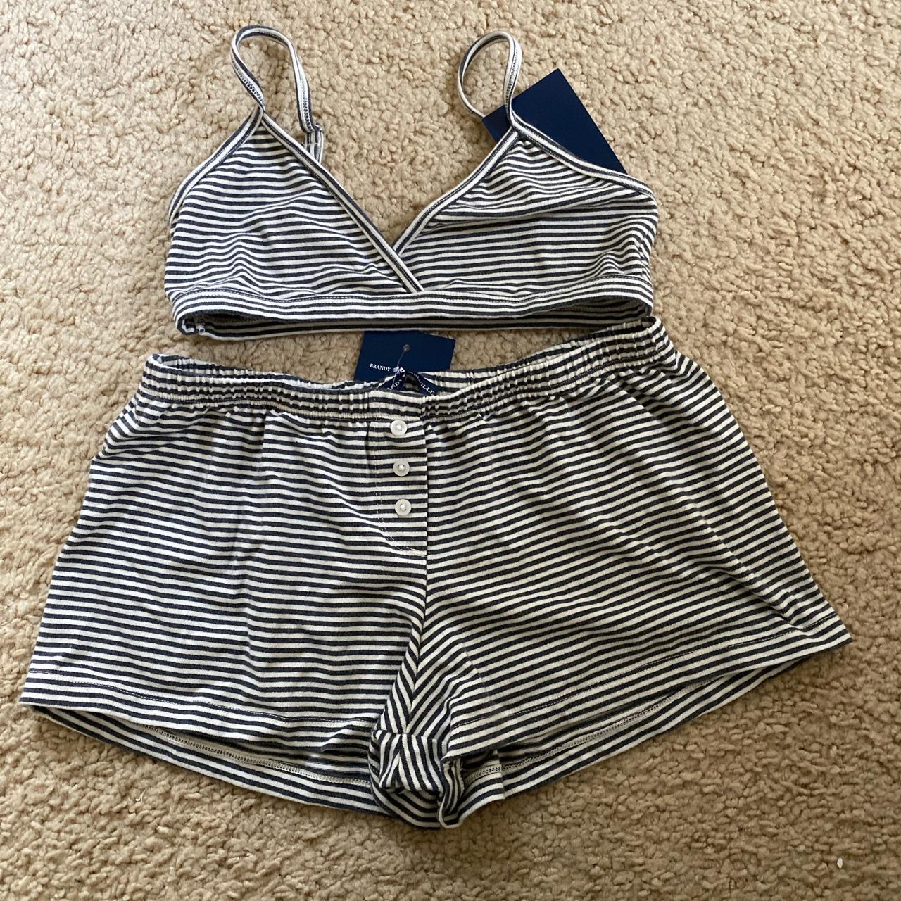 Brandy Melville polina striped bar top/Keira shorts set - Depop