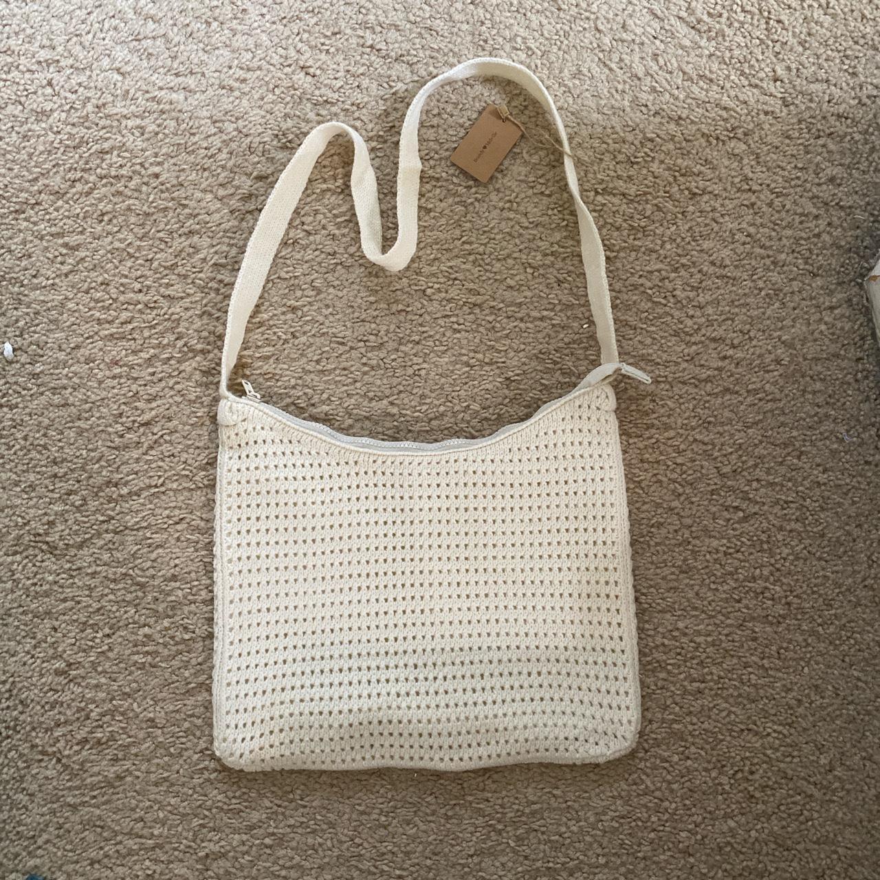 Brandy Melville ivory knit shoulder bag - Depop