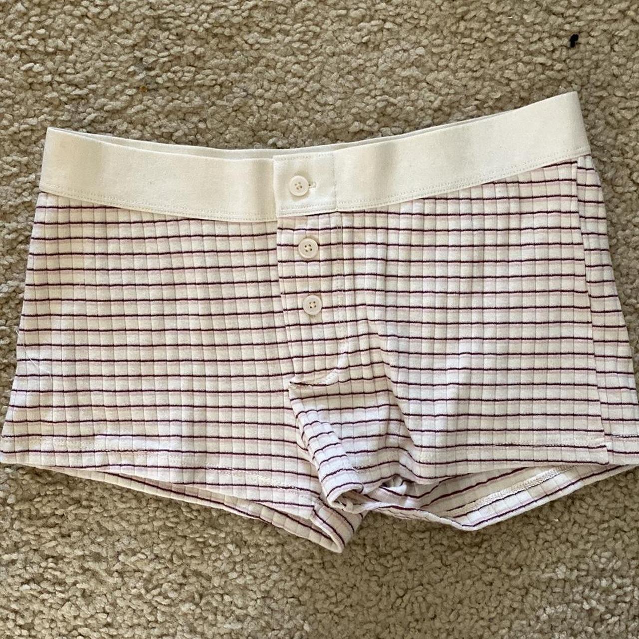 Brandy Melville striped eyelet boy shorts underwear - Depop