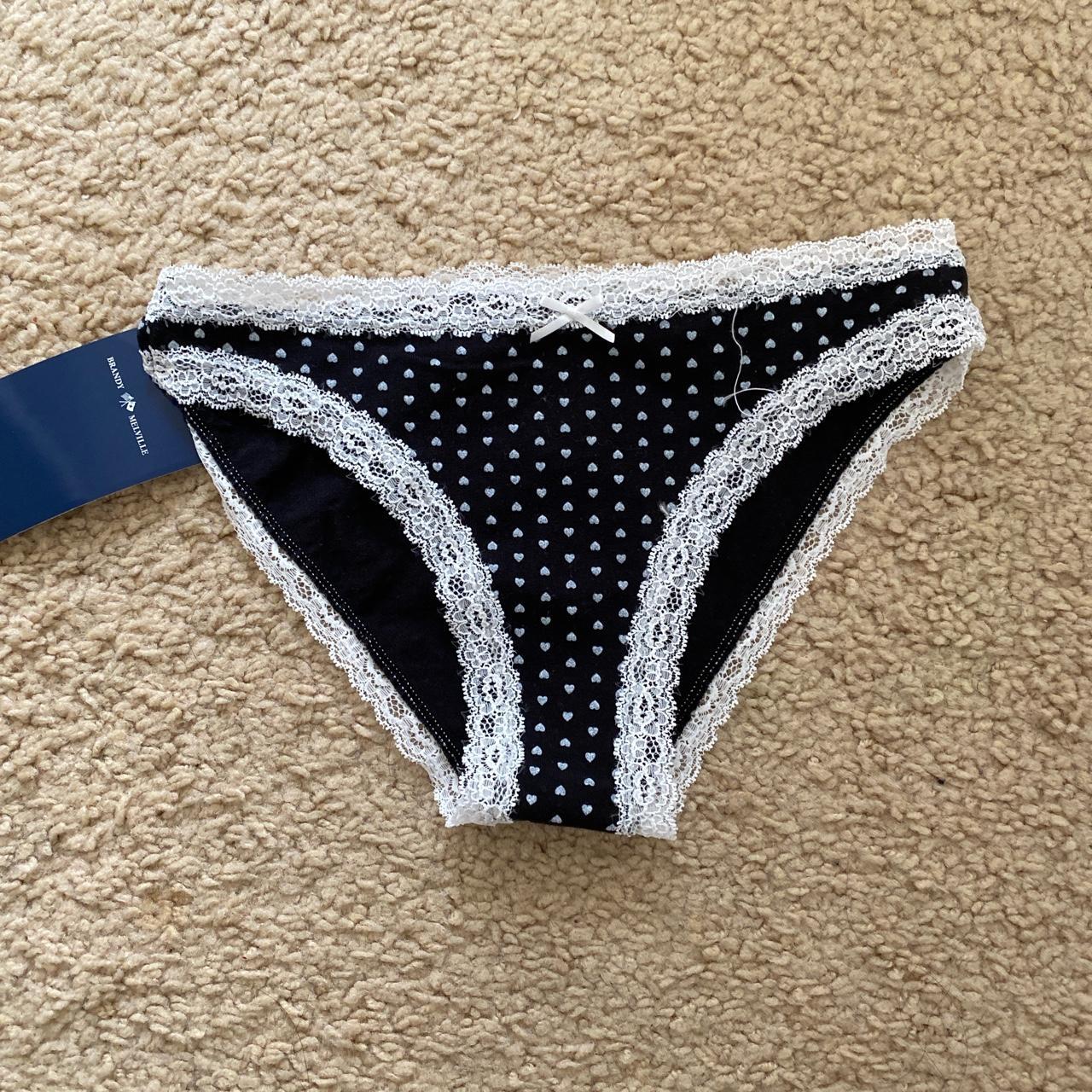 Brandy Melville black hearts lace panties underwear - Depop