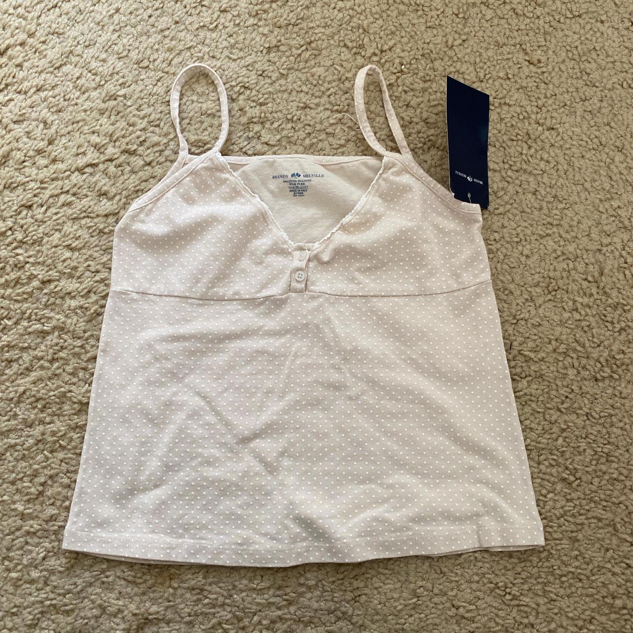 Brandy Melville Tiffany peachy polka dots tank - Depop