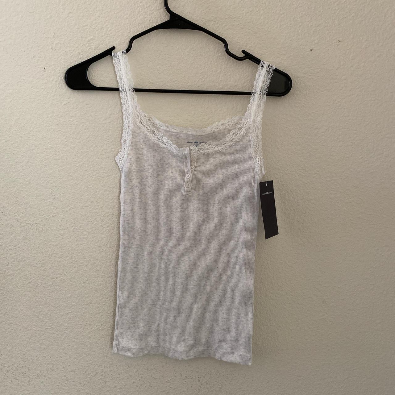 Brandy melville gray Amaya lace long tank | Depop Brandy melville gray Amaya lace long tank | Depop