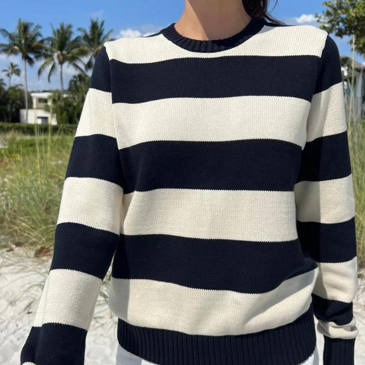 Navy Sweater Brandy Melville Oversized Sweater Brandy Melville Nikki Heavy Wool Stripe Varsity Sweater Preppy