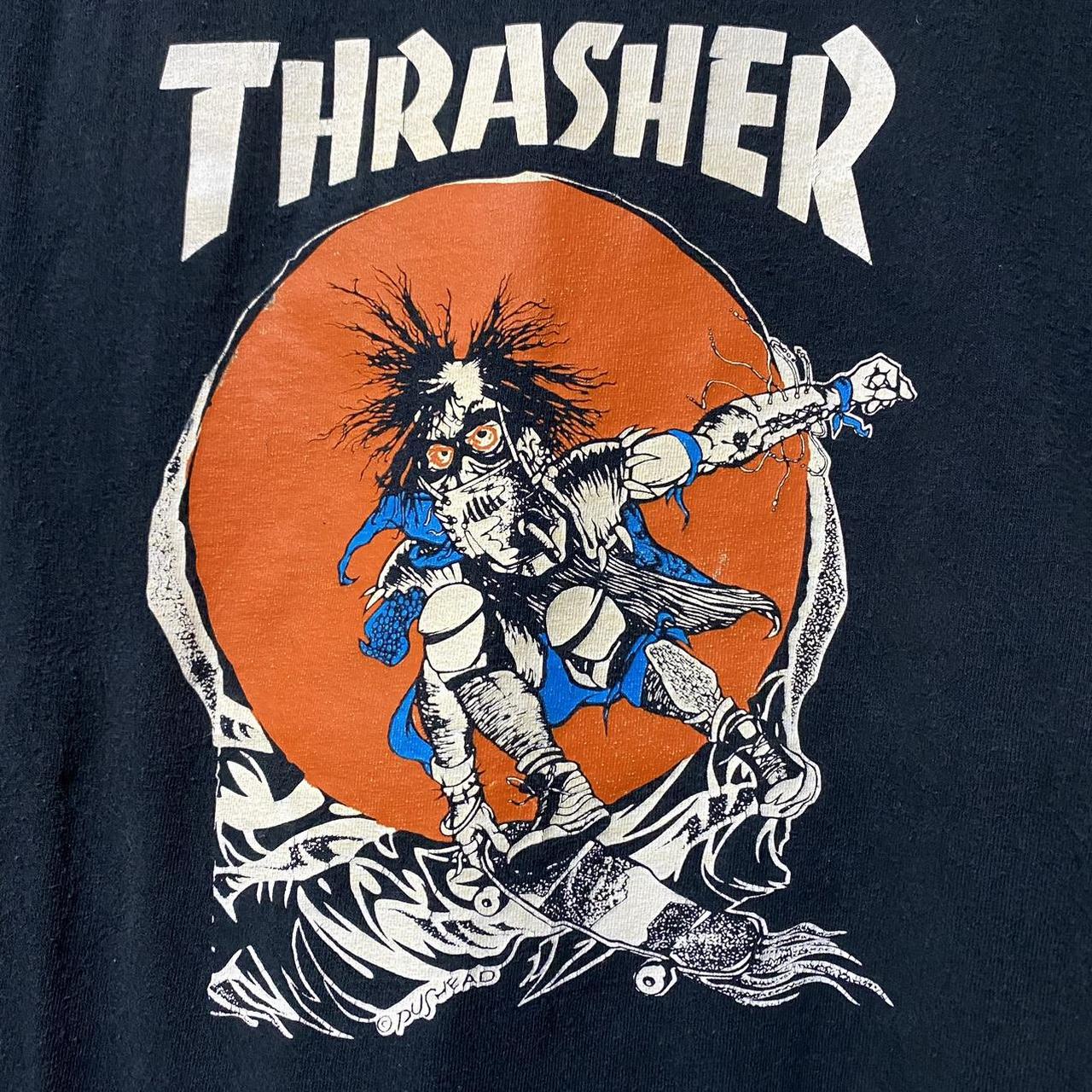 Thrasher Magazine skateboard shirt Pushead artwork | Depop