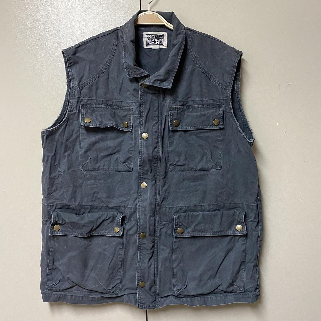 Converse one star Denim Vest Size XL Pit to Pit 26. Depop