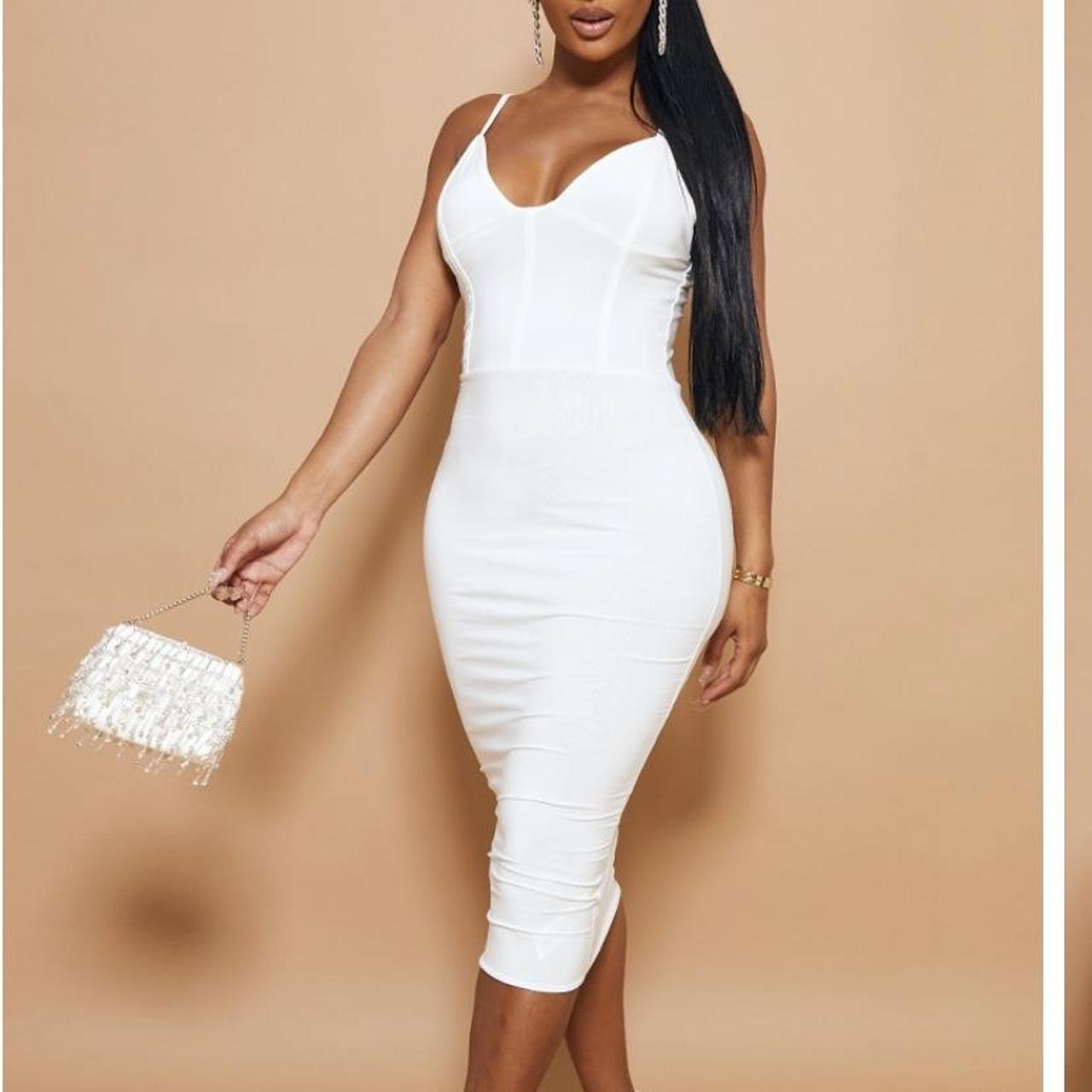 Shape ivory slinky 2025 panelled midi dress