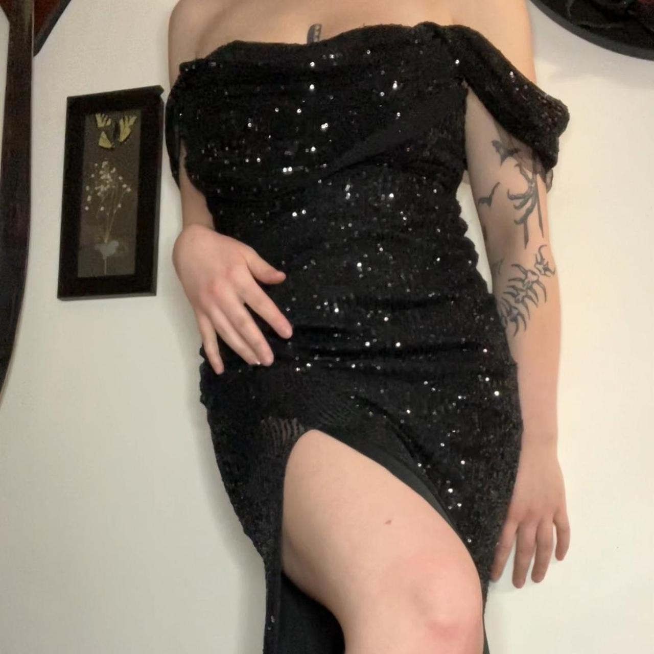 Black sequin evening gown, originally purchased from... - Depop