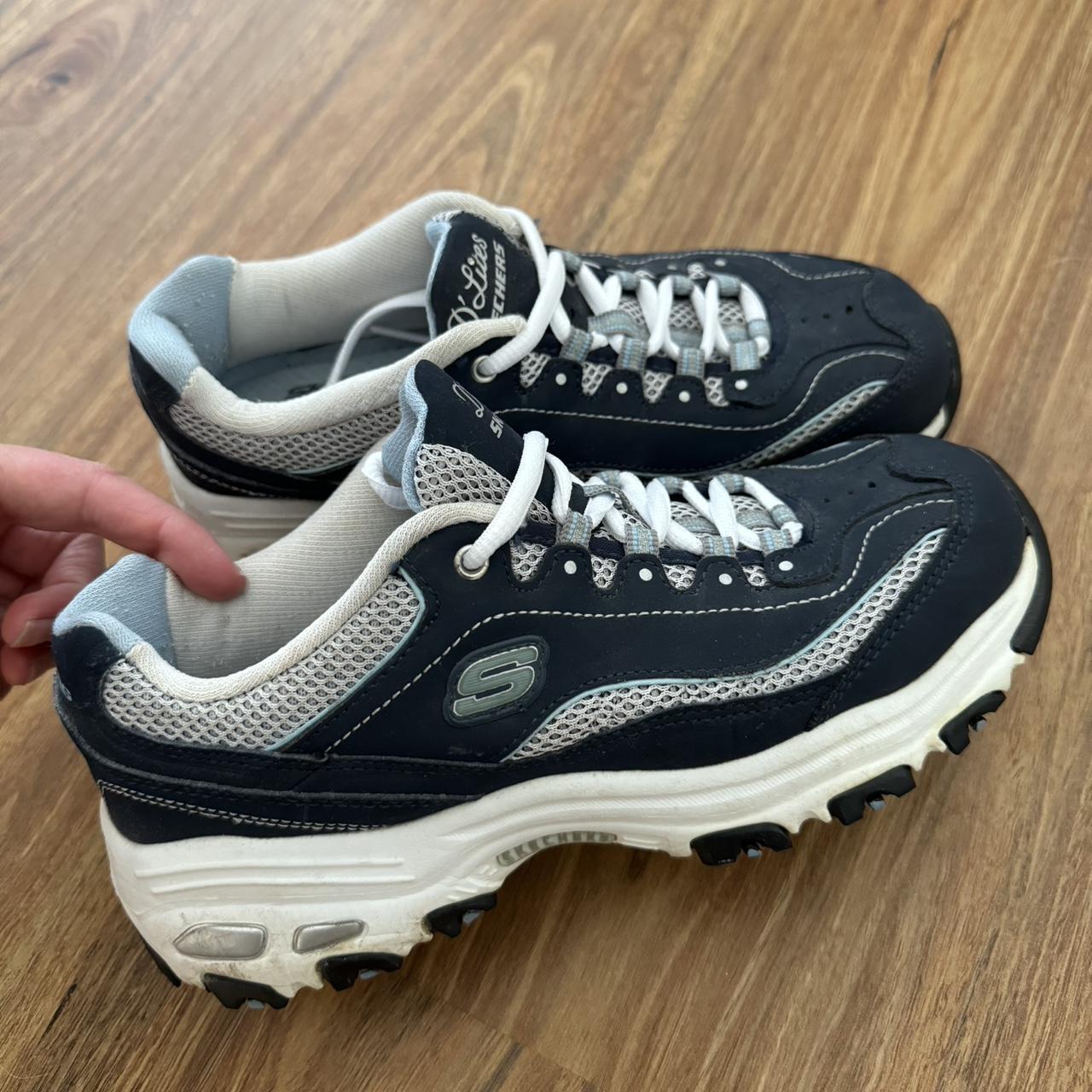 Sketchers D’lites navy blue + white Size US 7... - Depop