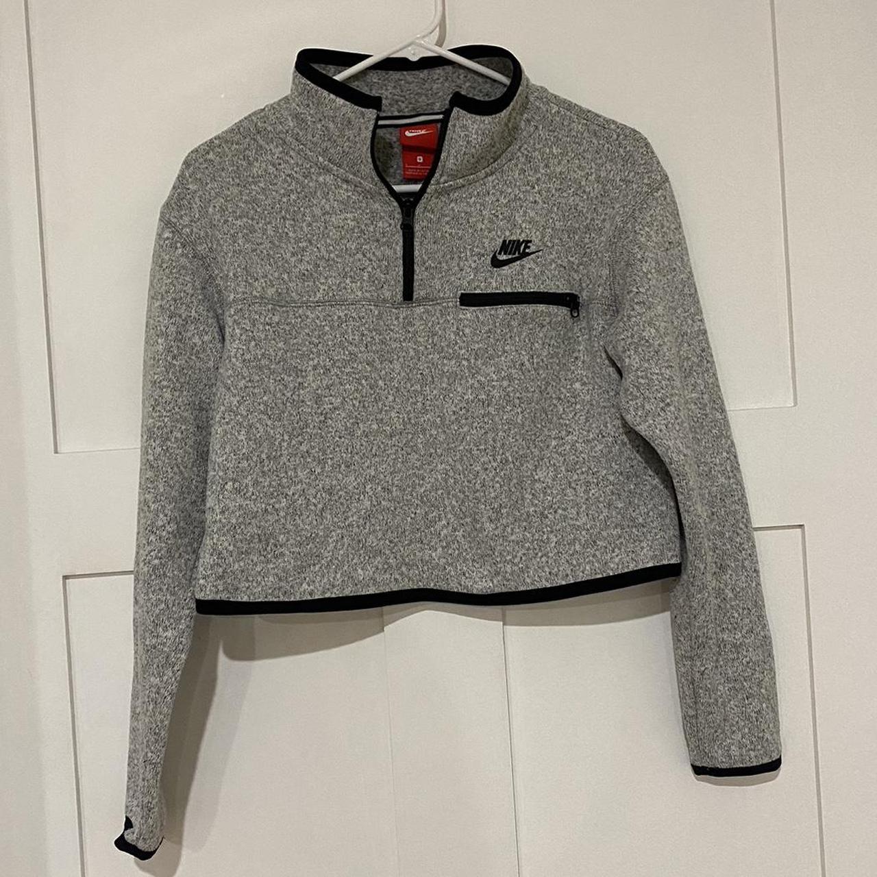 heather gray nike cropped zip up Depop