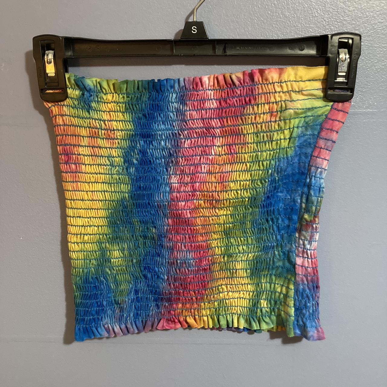 pretty rainbow tie dye tube top. slightly cropped.... - Depop