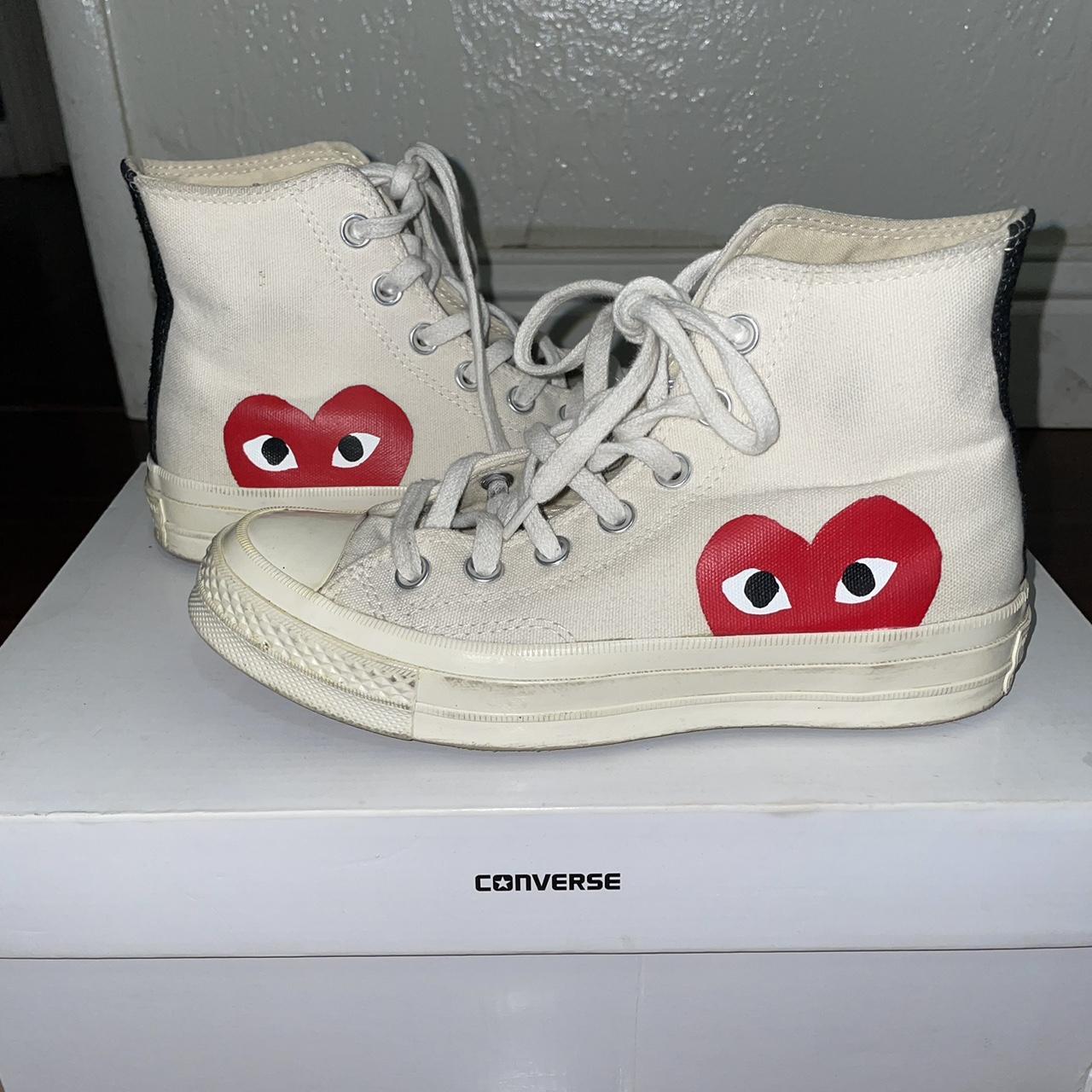 Comme des Garçons Play Women's White and Red Trainers