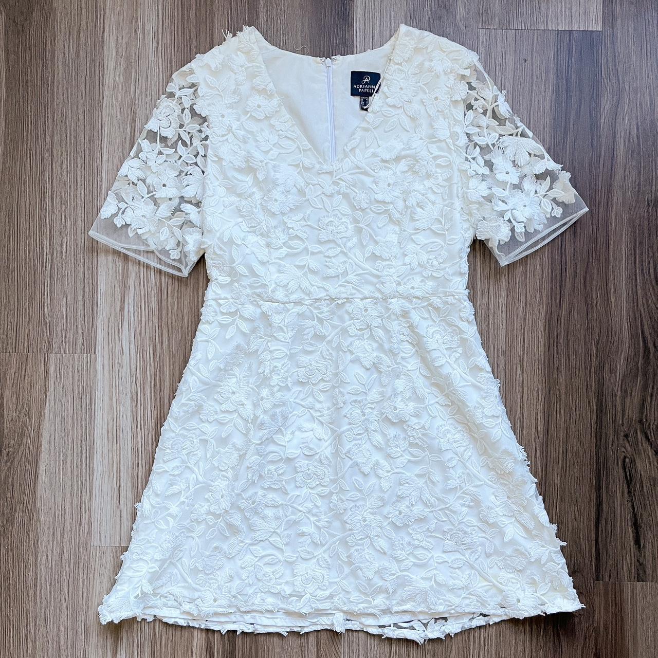 Adrianna Papell Women's White Dress | Depop