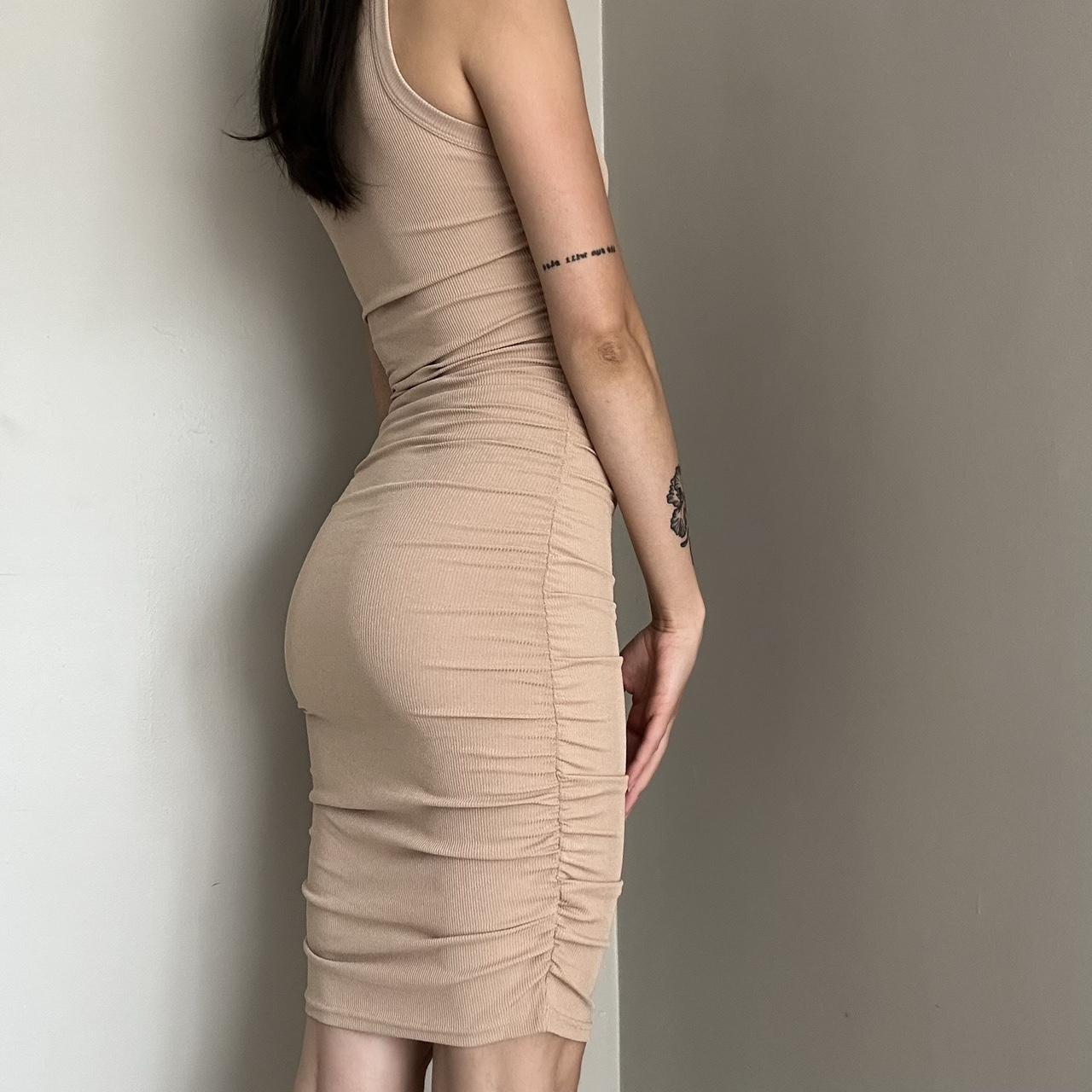 Tan bodycon 2024 midi dress