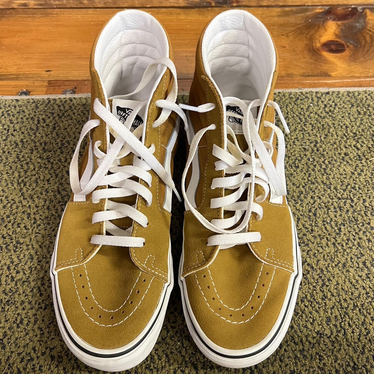 mustard yellow vans high tops worn once offers