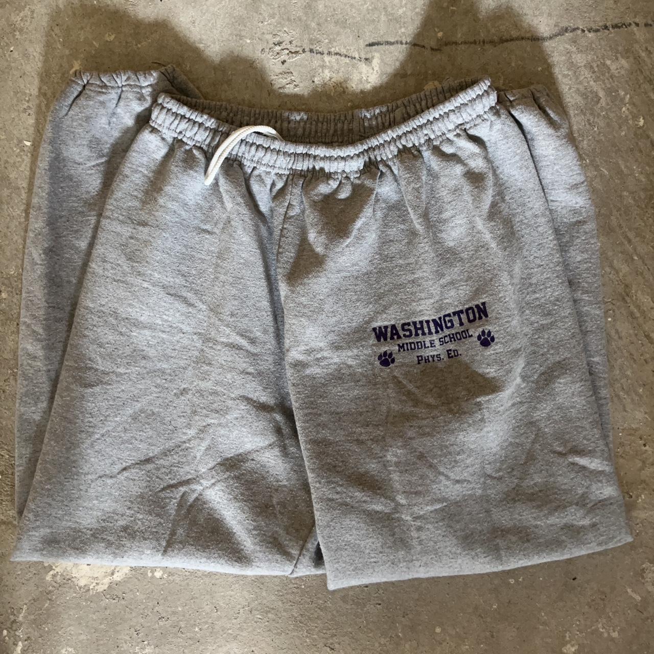 Gildan Women's White and Grey Joggers-tracksuits | Depop