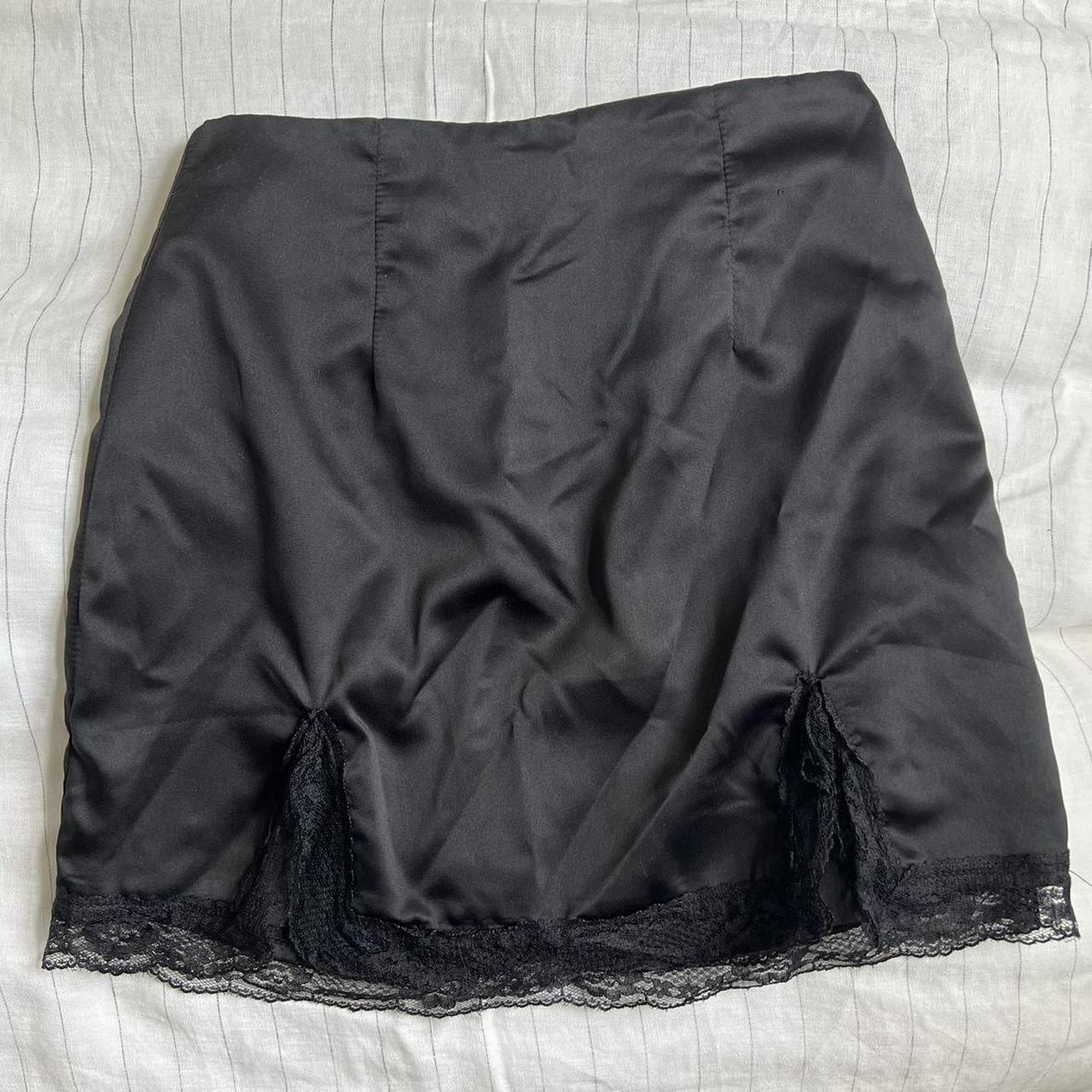 Superdown black satin lace skirt -still selling on... - Depop