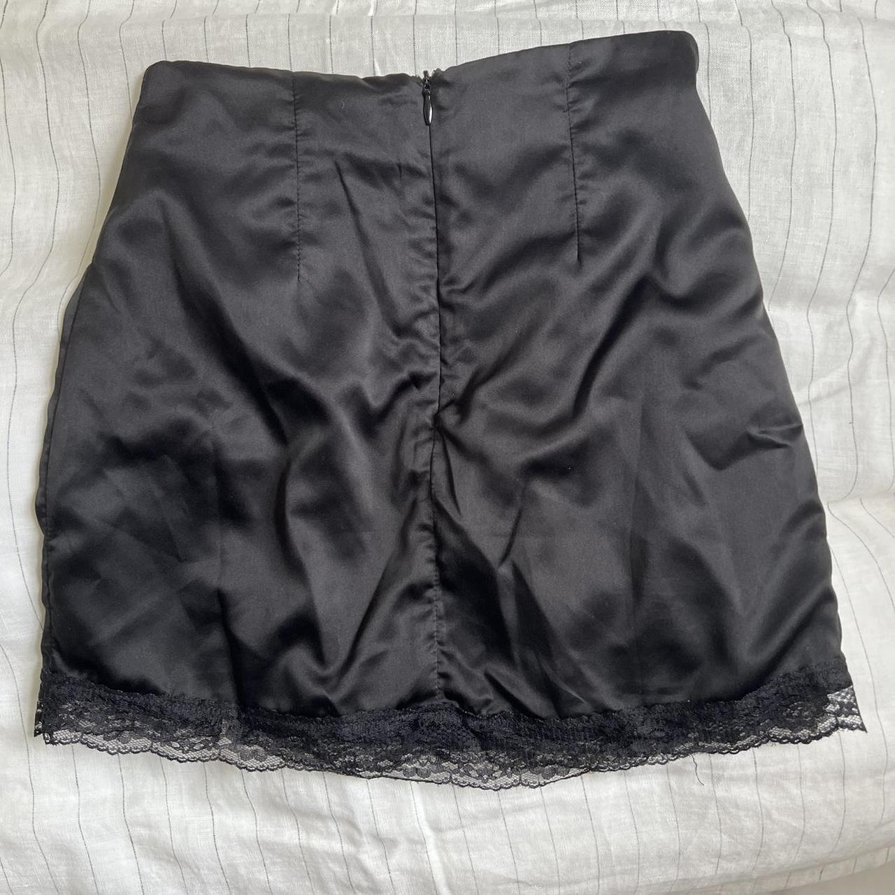 Superdown black satin lace skirt -still selling on... - Depop