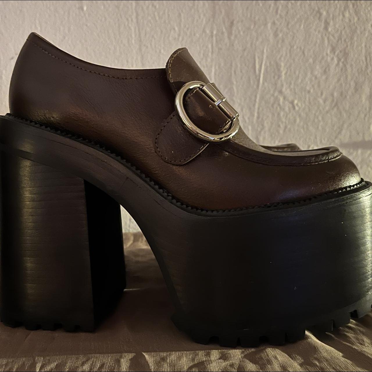 Jeffery Campbell Offset leather platform loafers.... - Depop