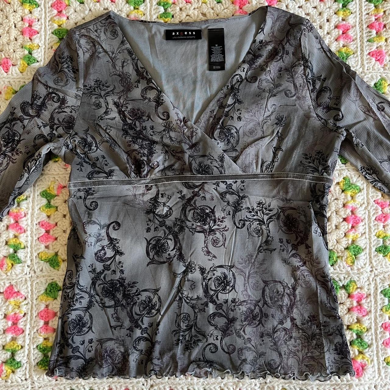 Grey long sleeve Axcess top Mesh overlay with a... - Depop