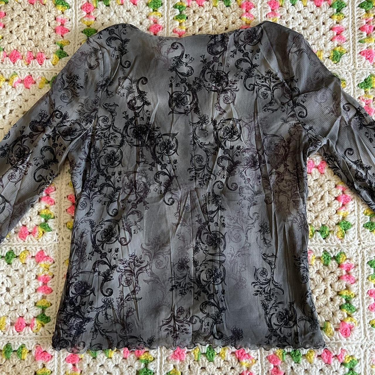 Grey long sleeve Axcess top Mesh overlay with a... - Depop