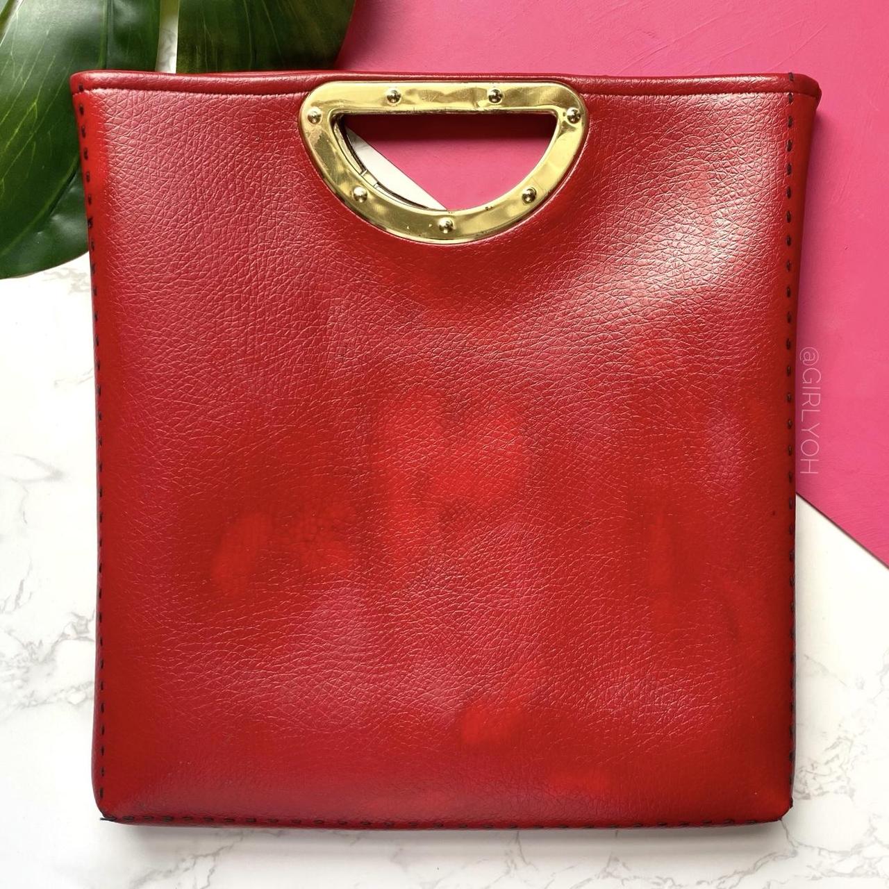 Red leather rectangular purse