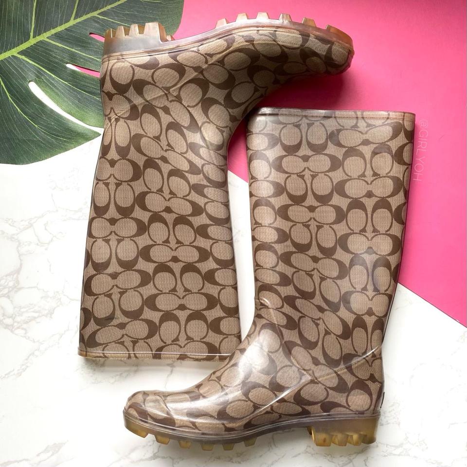 Brown coach rain boots hotsell