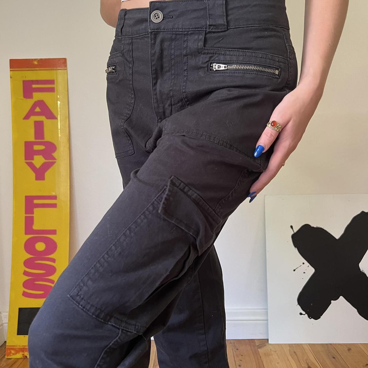 black cargo pants lots of pockets on the... Depop