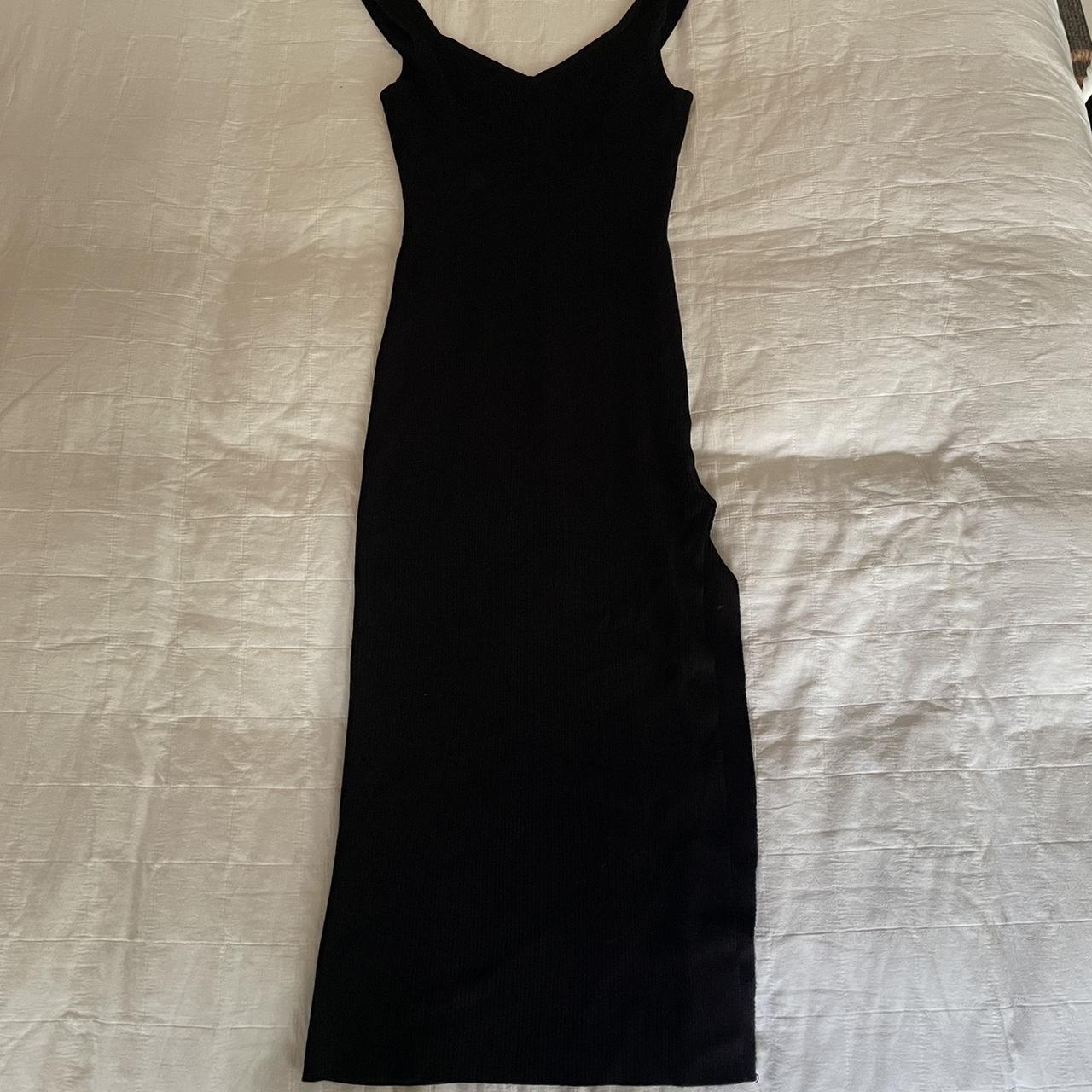 Glassons black midi dress. V neck back and left leg... - Depop