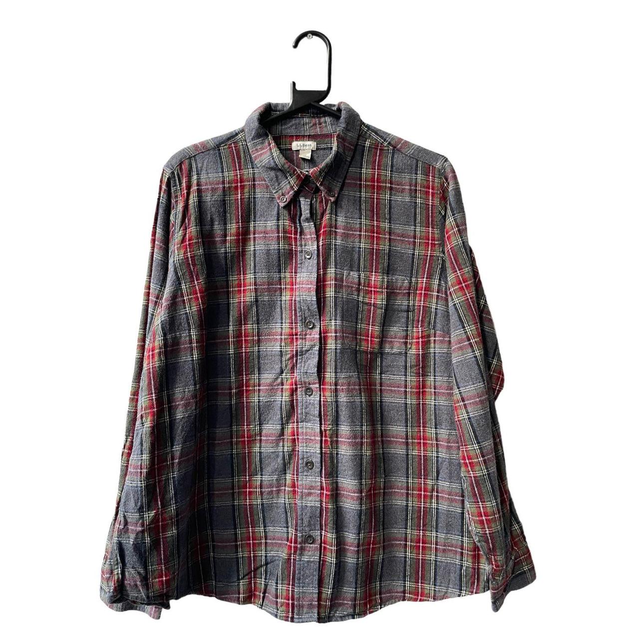 L.L. Bean Vintage Flannel Heavy Shirt Checkered... - Depop