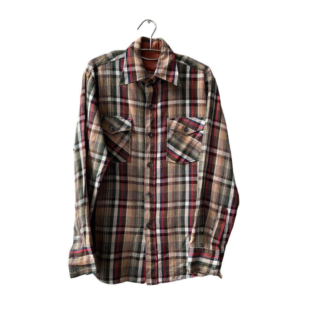 Vintage Brown Flannel Heavy Shirt Buttoned Mens... - Depop