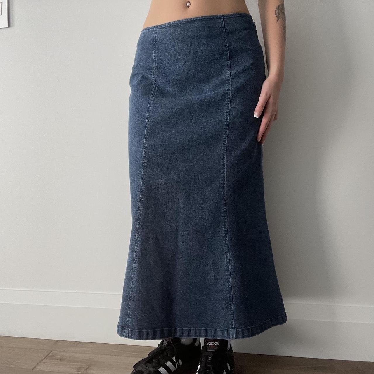 2000s denim midi/maxi skirt perfect fall denim... - Depop