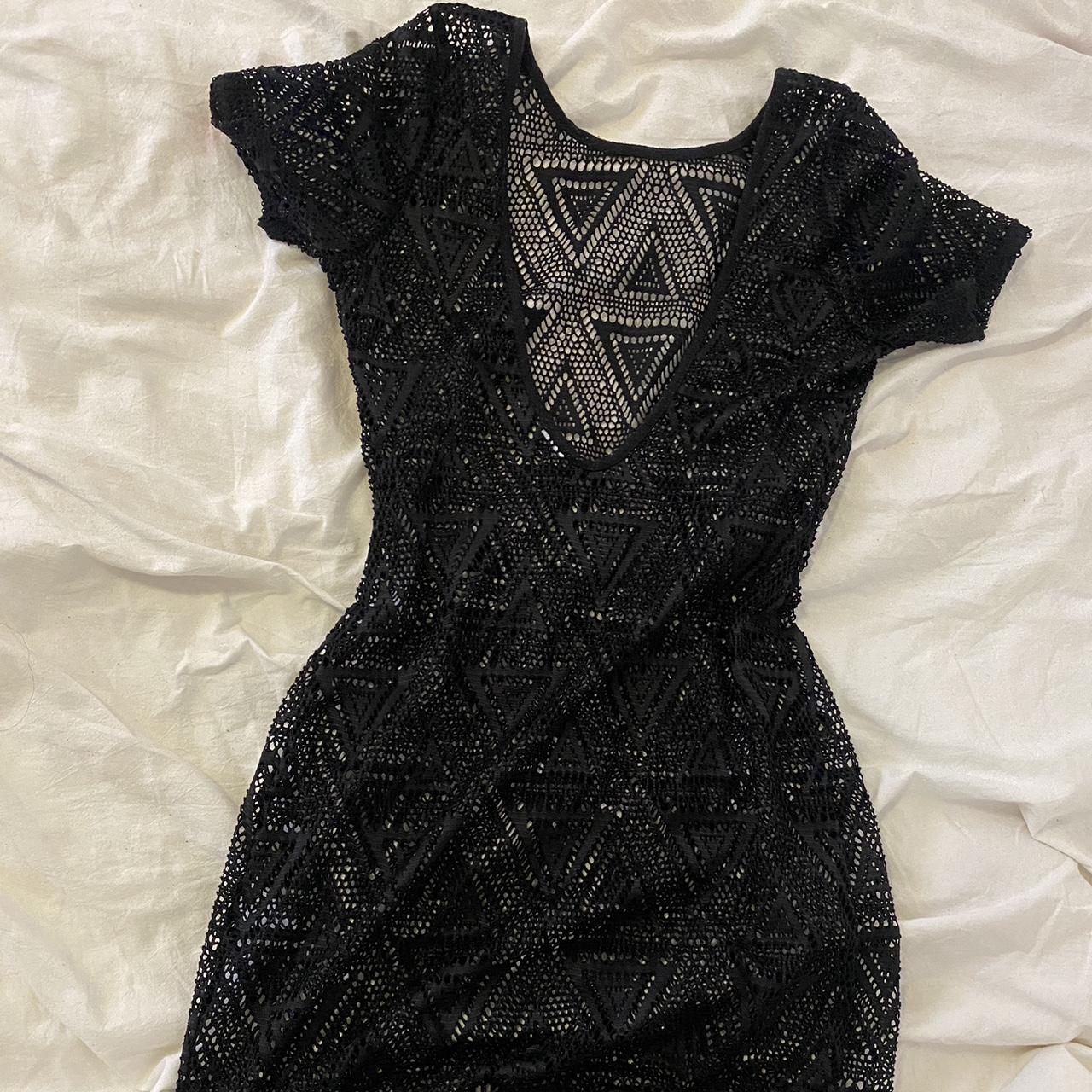 Black Bikini Cover Up Dress comfy tassle at the... Depop