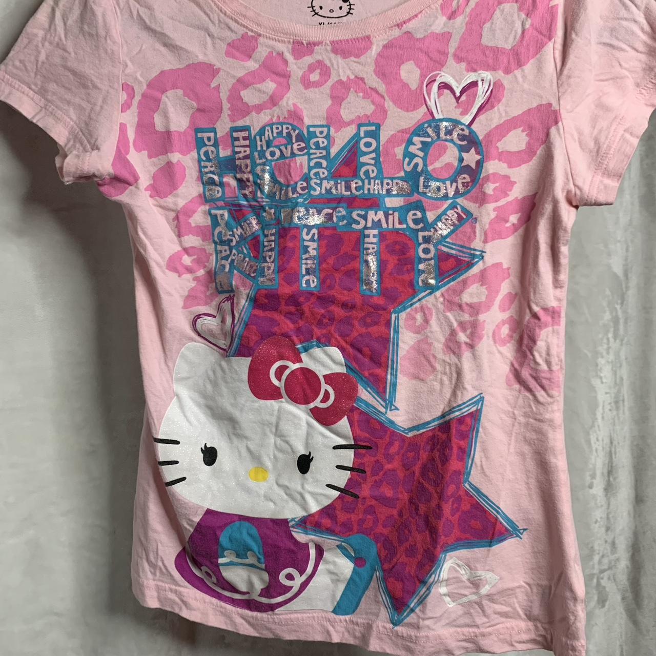 pink hello kitty cheetah print and stars shirt 💓... - Depop