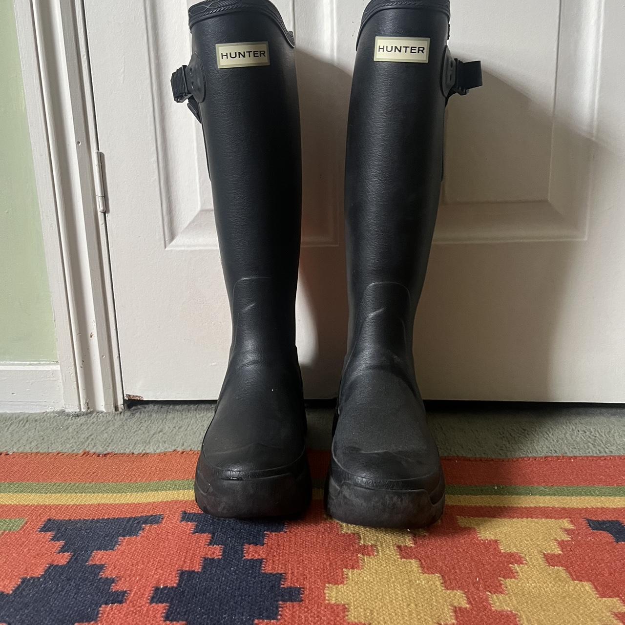 Rare Hunter Wellies Women s size 4 Black and. Depop