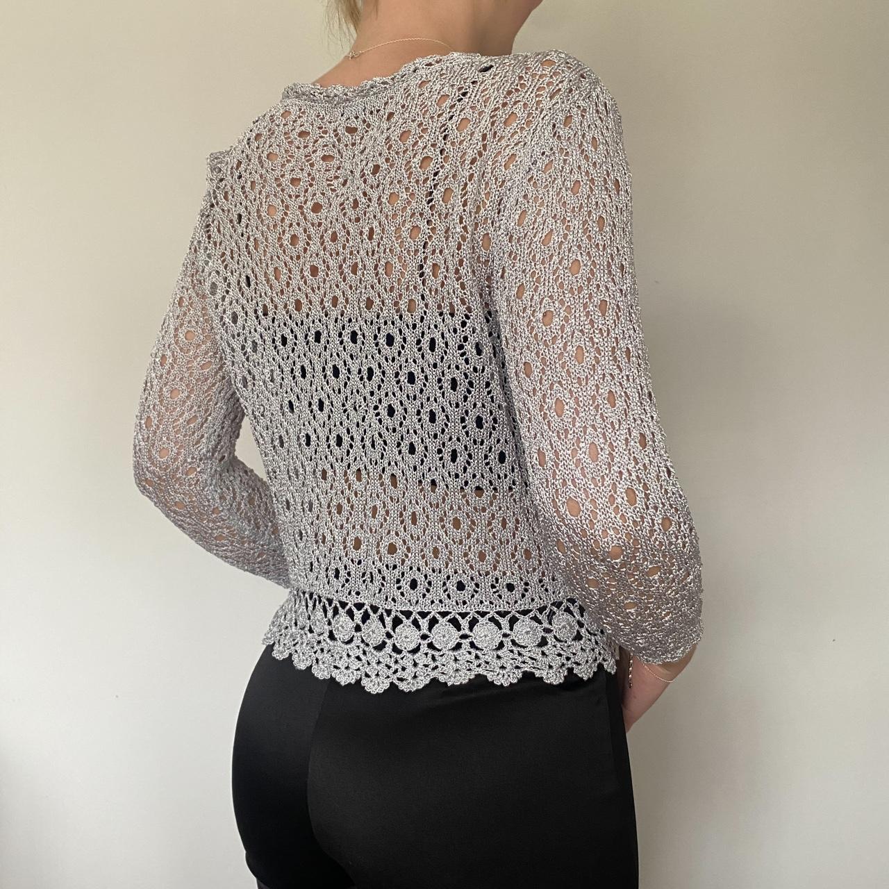 Women's Silver Cardigan Depop