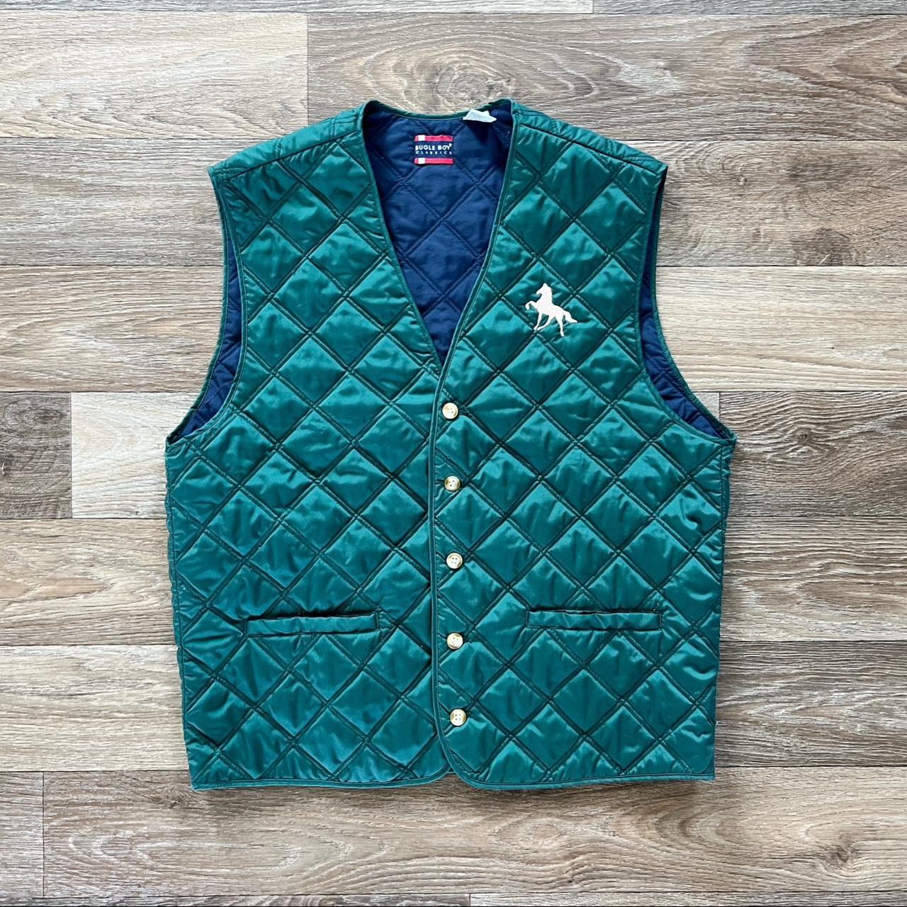 Vintage Bugle Boy diamond quilted hunter green vest!... Depop