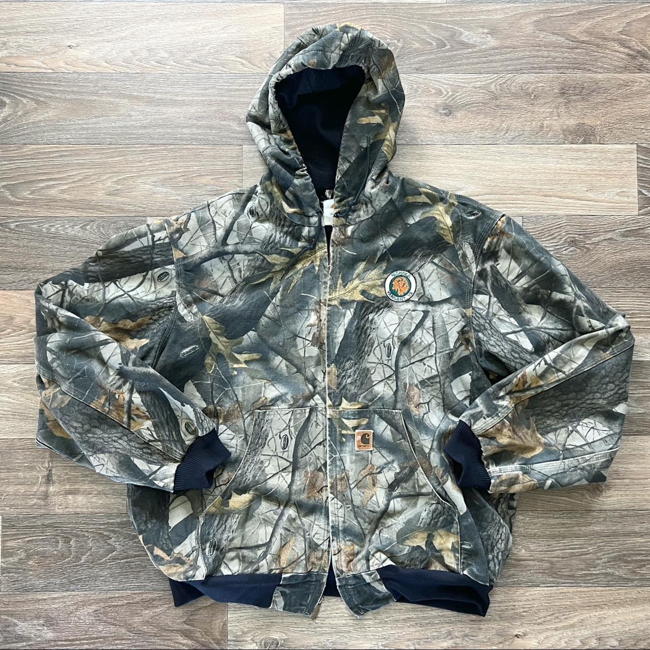 Vintage Carhartt camo real tree hooded zip up... - Depop