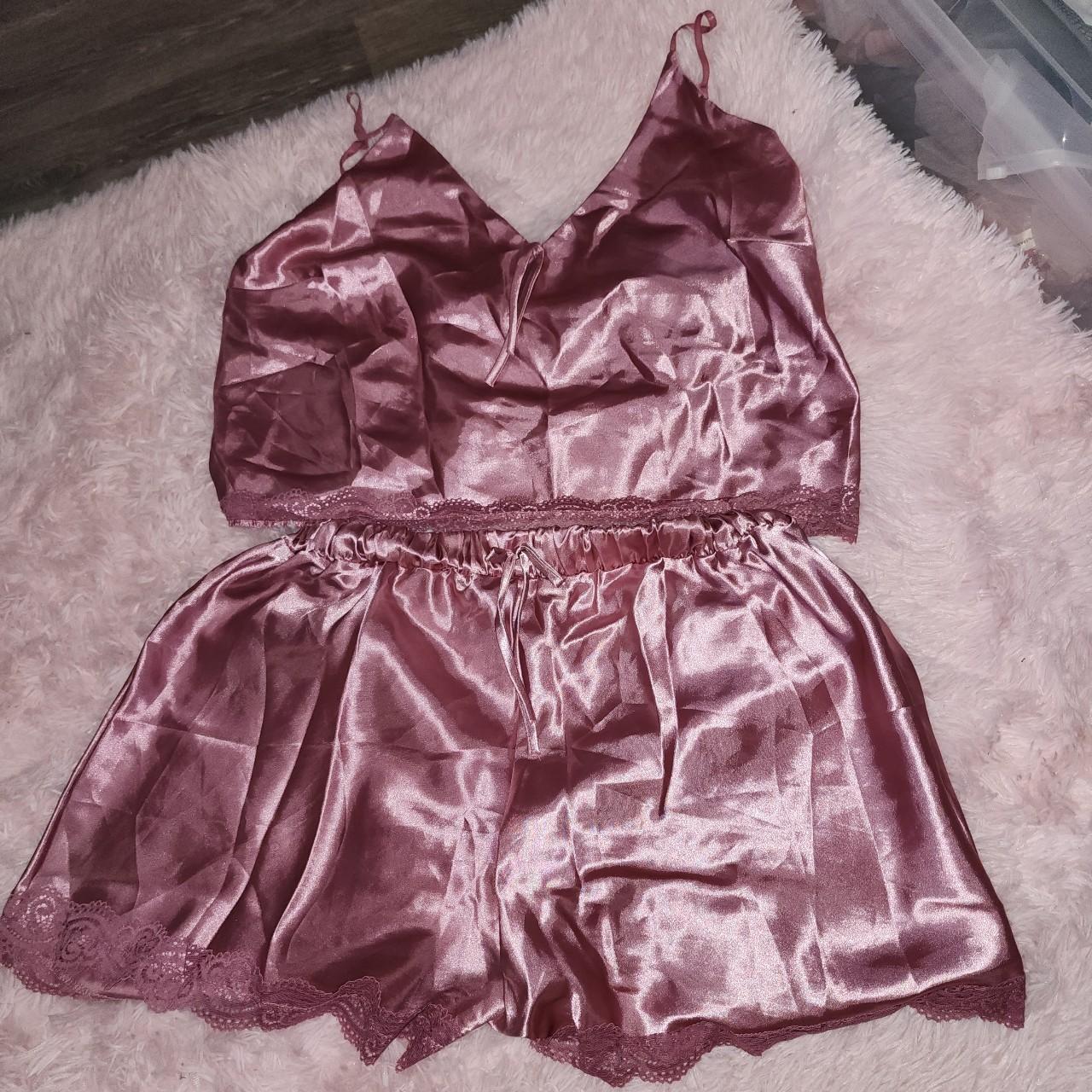 Cute sleepwear set. Silky material. Worn once. Size... - Depop