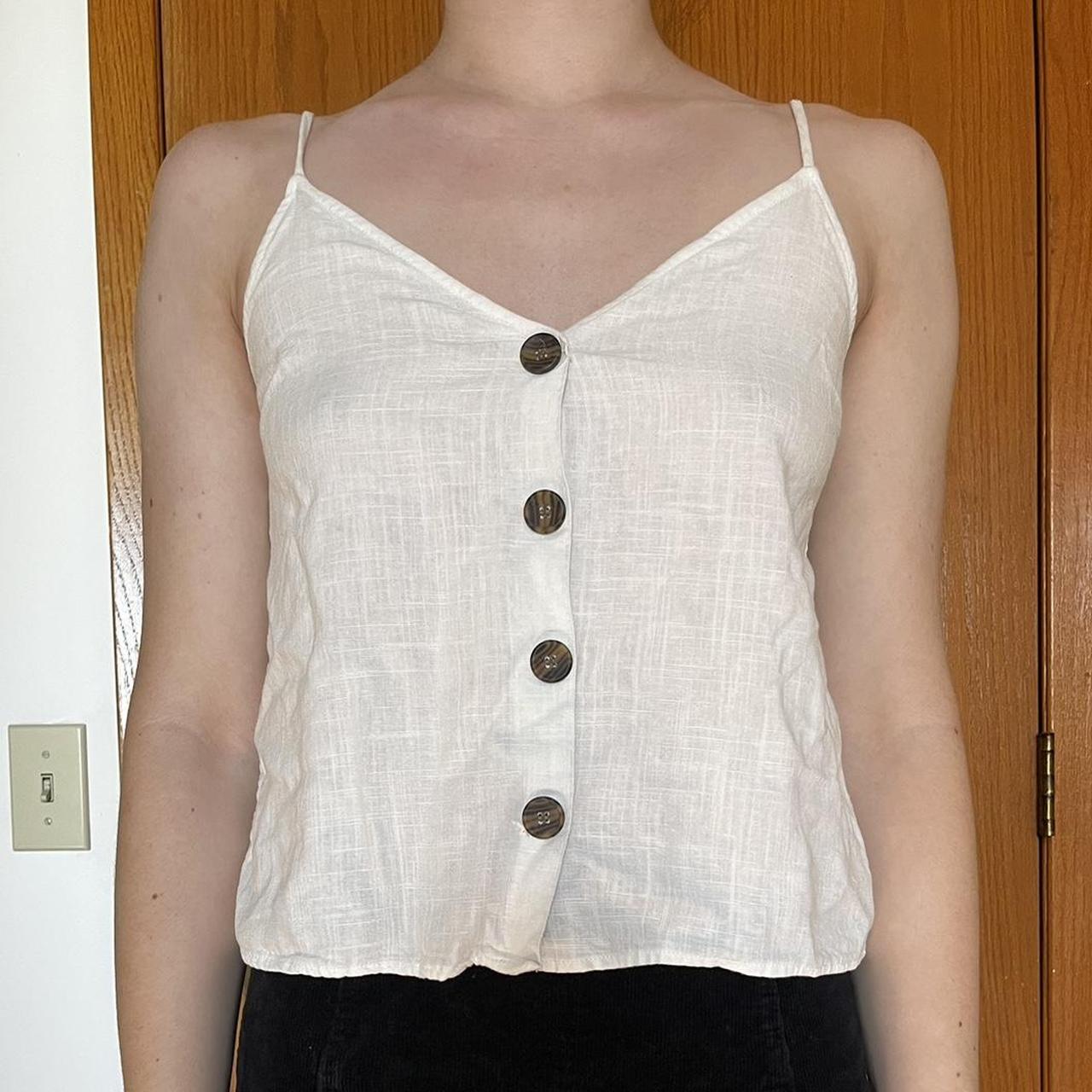 Super cute slightly sheer white camisole with - Depop